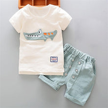 Load image into Gallery viewer, boys clothes summer baby clothing for children kids boy cartoon crocodile White T-shirt shorts bebe fashion outfits