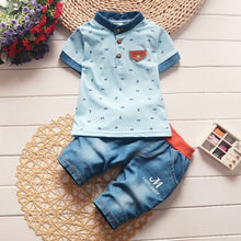 Load image into Gallery viewer, boys clothes summer baby clothing for children kids boy cartoon crocodile White T-shirt shorts bebe fashion outfits
