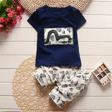 Load image into Gallery viewer, boys clothes summer baby clothing for children kids boy cartoon crocodile White T-shirt shorts bebe fashion outfits