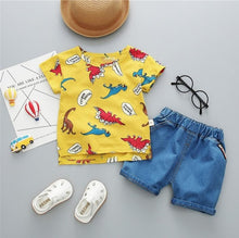 Load image into Gallery viewer, boys clothes summer baby clothing for children kids boy cartoon crocodile White T-shirt shorts bebe fashion outfits