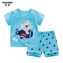 Load image into Gallery viewer, cotton Summer baby children soft shorts suit t-shirt todder boy and girl kids dinosaur cartoon cute