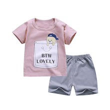 Load image into Gallery viewer, cotton Summer baby children soft shorts suit t-shirt todder boy and girl kids dinosaur cartoon cute