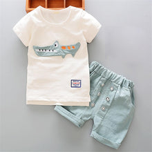 Load image into Gallery viewer, boys clothes summer baby clothing for children kids boy cartoon crocodile White T-shirt shorts bebe fashion outfits
