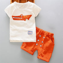 Load image into Gallery viewer, boys clothes summer baby clothing for children kids boy cartoon crocodile White T-shirt shorts bebe fashion outfits
