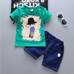 boys clothes summer baby clothing for children kids boy cartoon crocodile White T-shirt shorts bebe fashion outfits