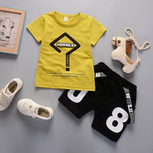Load image into Gallery viewer, boys clothes summer baby clothing for children kids boy cartoon crocodile White T-shirt shorts bebe fashion outfits
