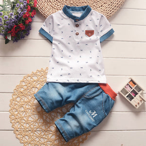 boys clothes summer baby clothing for children kids boy cartoon crocodile White T-shirt shorts bebe fashion outfits