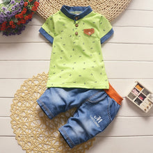 Load image into Gallery viewer, boys clothes summer baby clothing for children kids boy cartoon crocodile White T-shirt shorts bebe fashion outfits
