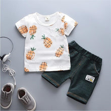 Load image into Gallery viewer, boys clothes summer baby clothing for children kids boy cartoon crocodile White T-shirt shorts bebe fashion outfits

