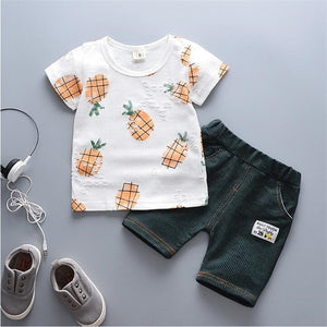 boys clothes summer baby clothing for children kids boy cartoon crocodile White T-shirt shorts bebe fashion outfits