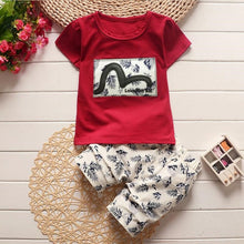 Load image into Gallery viewer, boys clothes summer baby clothing for children kids boy cartoon crocodile White T-shirt shorts bebe fashion outfits
