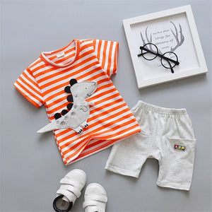 boys clothes summer baby clothing for children kids boy cartoon crocodile White T-shirt shorts bebe fashion outfits