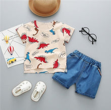 Load image into Gallery viewer, boys clothes summer baby clothing for children kids boy cartoon crocodile White T-shirt shorts bebe fashion outfits
