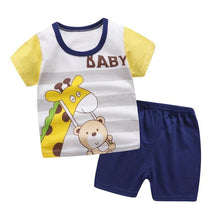 Load image into Gallery viewer, Children Baby Girl Clothes Set Summer Toddler Boy Short Sleeve Tshirt Two-piece Sets Cotton Kids Infant Clothing Outfits
