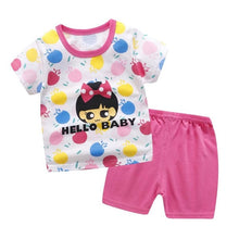 Load image into Gallery viewer, Children Baby Girl Clothes Set Summer Toddler Boy Short Sleeve Tshirt Two-piece Sets Cotton Kids Infant Clothing Outfits
