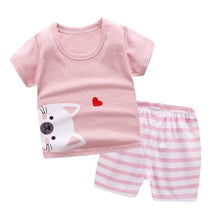 Load image into Gallery viewer, Children Baby Girl Clothes Set Summer Toddler Boy Short Sleeve Tshirt Two-piece Sets Cotton Kids Infant Clothing Outfits

