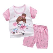 Load image into Gallery viewer, Children Baby Girl Clothes Set Summer Toddler Boy Short Sleeve Tshirt Two-piece Sets Cotton Kids Infant Clothing Outfits
