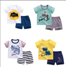 Load image into Gallery viewer, cotton Summer baby children soft shorts suit t-shirt todder boy and girl kids dinosaur cartoon cute
