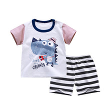 Load image into Gallery viewer, cotton Summer baby children soft shorts suit t-shirt todder boy and girl kids dinosaur cartoon cute
