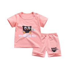 Load image into Gallery viewer, cotton Summer baby children soft shorts suit t-shirt todder boy and girl kids dinosaur cartoon cute
