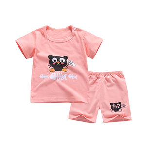 cotton Summer baby children soft shorts suit t-shirt todder boy and girl kids dinosaur cartoon cute