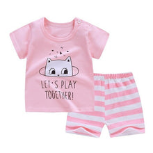 Load image into Gallery viewer, cotton Summer baby children soft shorts suit t-shirt todder boy and girl kids dinosaur cartoon cute
