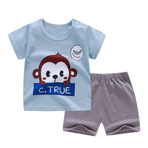 cotton Summer baby children soft shorts suit t-shirt todder boy and girl kids dinosaur cartoon cute