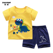 Load image into Gallery viewer, cotton Summer baby children soft shorts suit t-shirt todder boy and girl kids dinosaur cartoon cute
