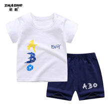 Load image into Gallery viewer, cotton Summer baby children soft shorts suit t-shirt todder boy and girl kids dinosaur cartoon cute
