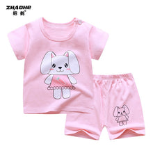 Load image into Gallery viewer, cotton Summer baby children soft shorts suit t-shirt todder boy and girl kids dinosaur cartoon cute
