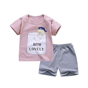 cotton Summer baby children soft shorts suit t-shirt todder boy and girl kids dinosaur cartoon cute